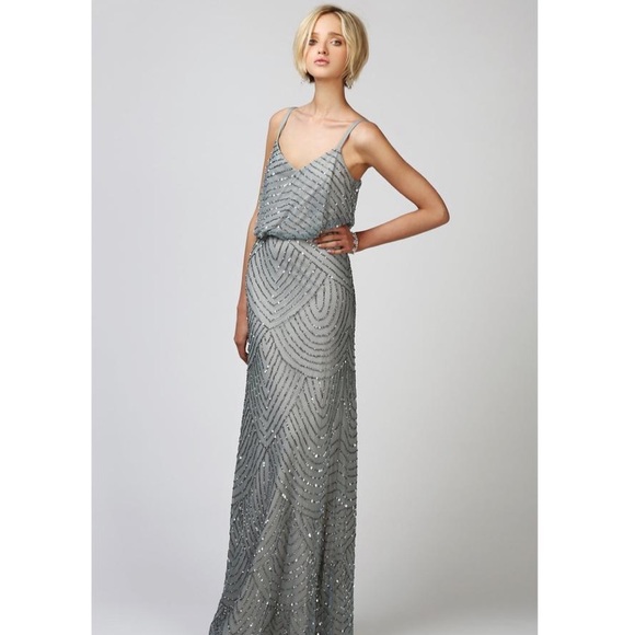 Adrianna Papell Dresses & Skirts - Adrianna papell silver beaded gown